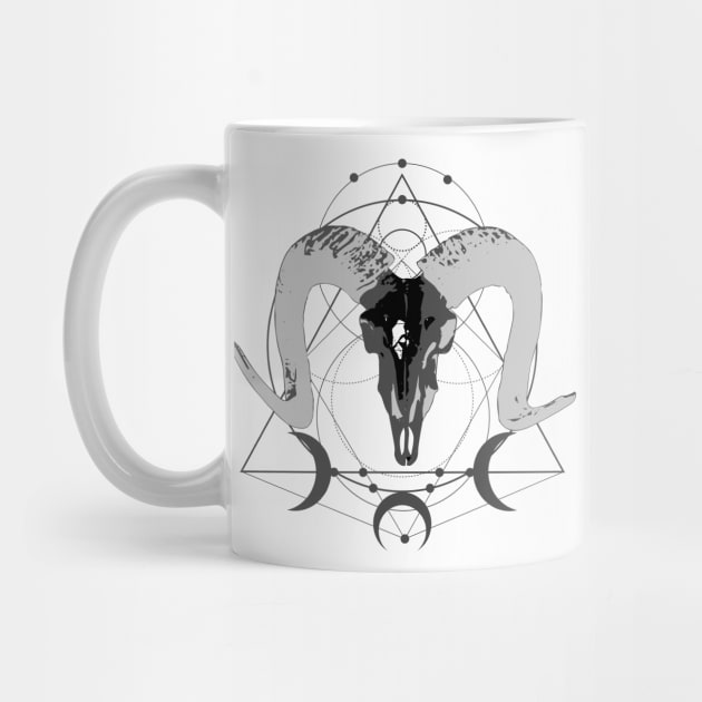 Wild Goat Skull Sacred Geometry by mariasshop